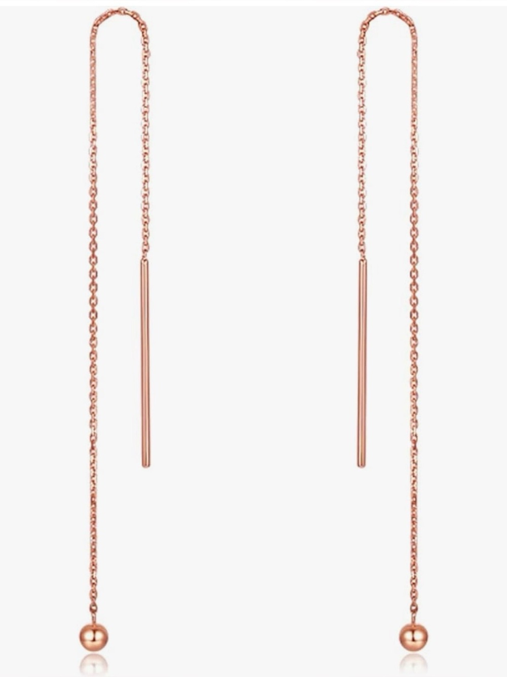 Real 18k Rose Gold Threader Drop Earrings | Fine Jewelry Stylist Curated Luxury